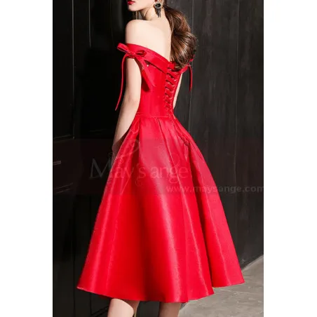 Robe Rouge Femme Cérémonie Épaules Dénudées