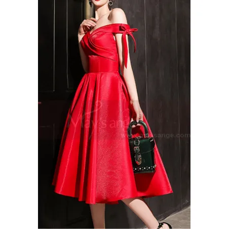 Robe Rouge Femme Cérémonie Épaules Dénudées