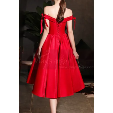 Robe Rouge Femme Cérémonie Épaules Dénudées