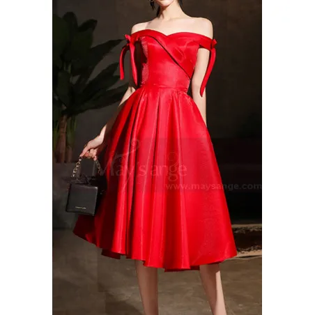 Robe Rouge Femme Cérémonie Épaules Dénudées