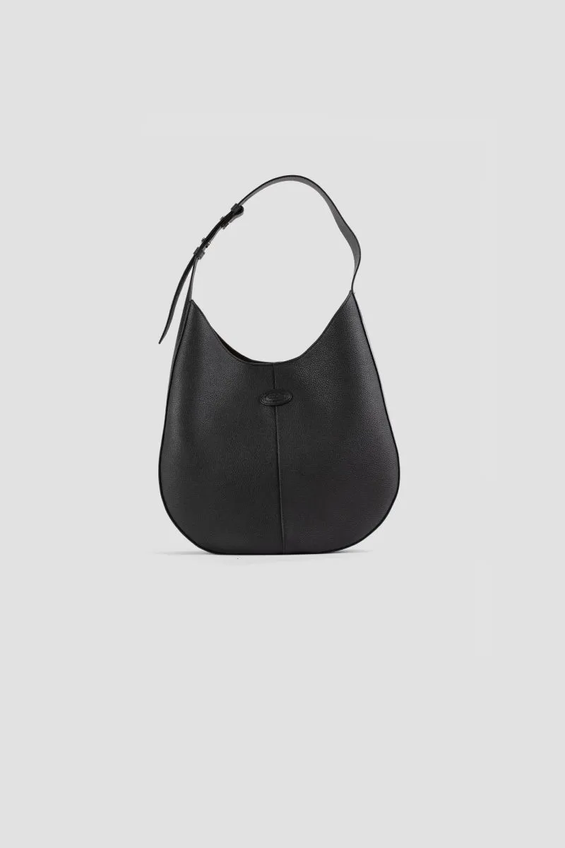 Sac HOBO en cuir grainé noir