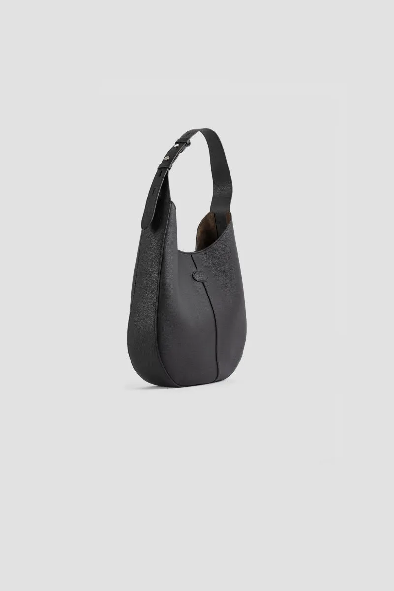 Sac HOBO en cuir grainé noir