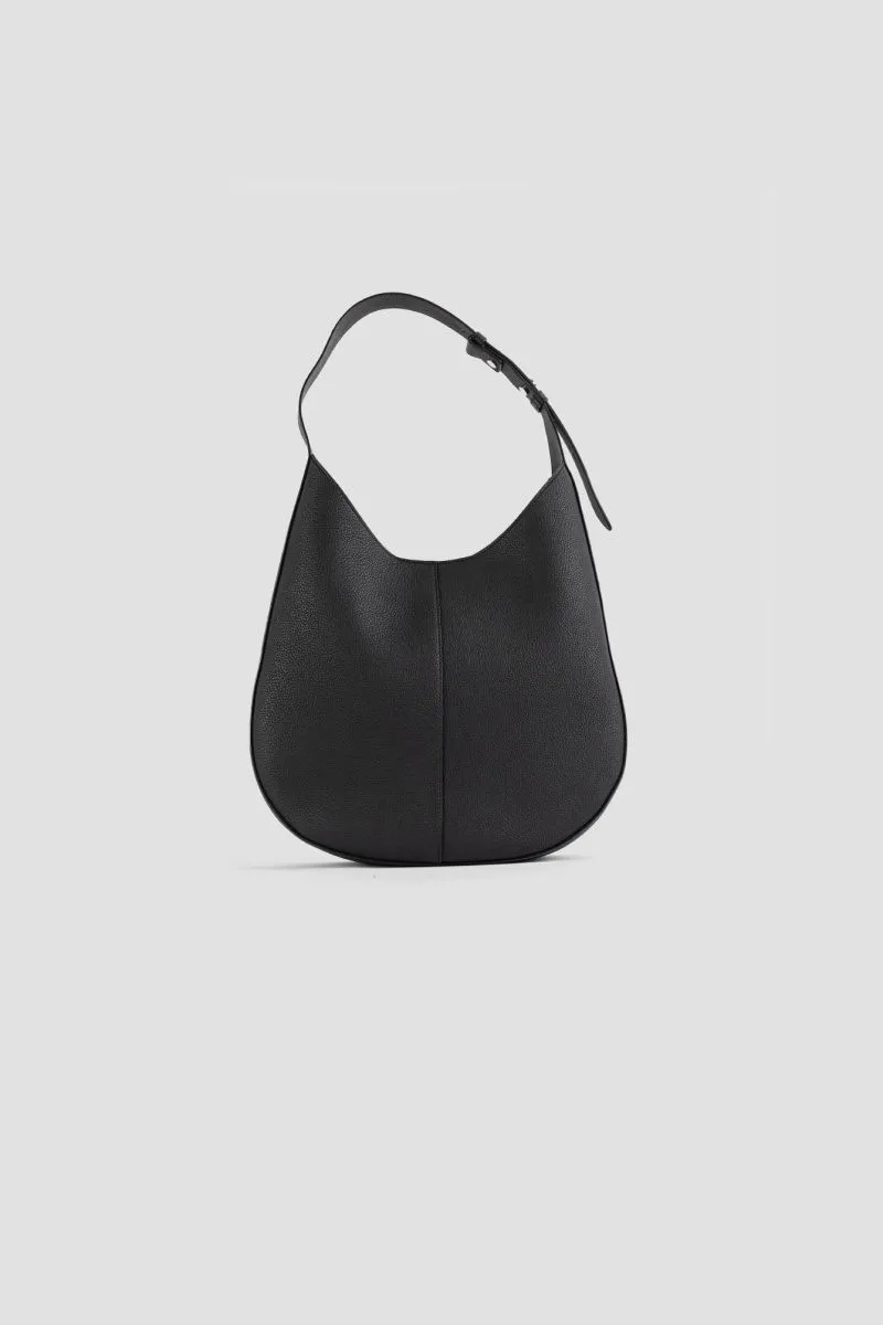 Sac HOBO en cuir grainé noir