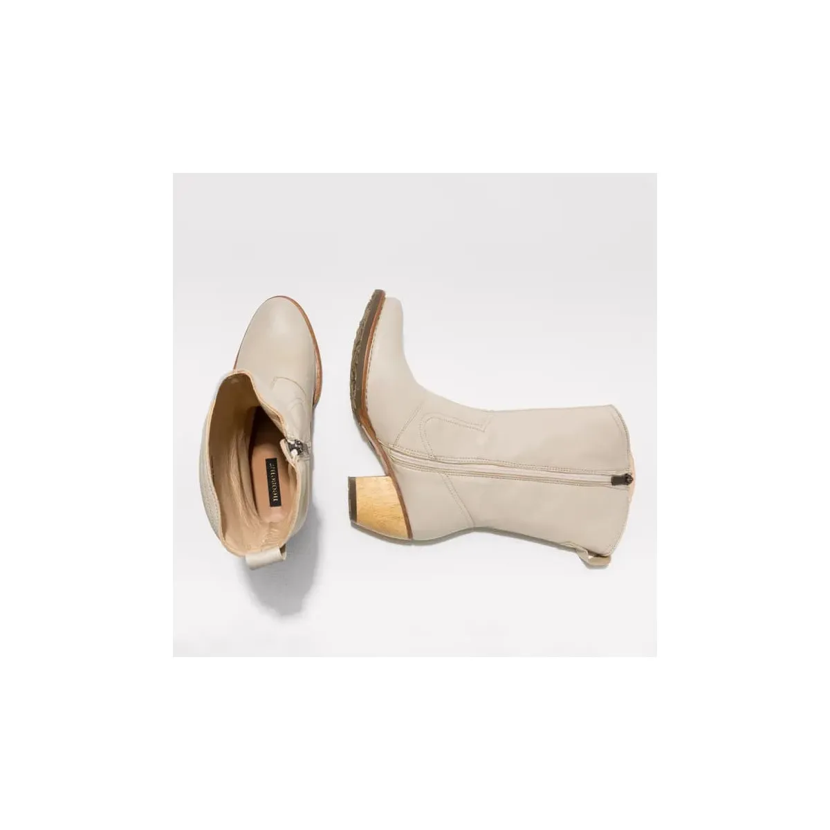 Santiags en cuir - Beige Clair