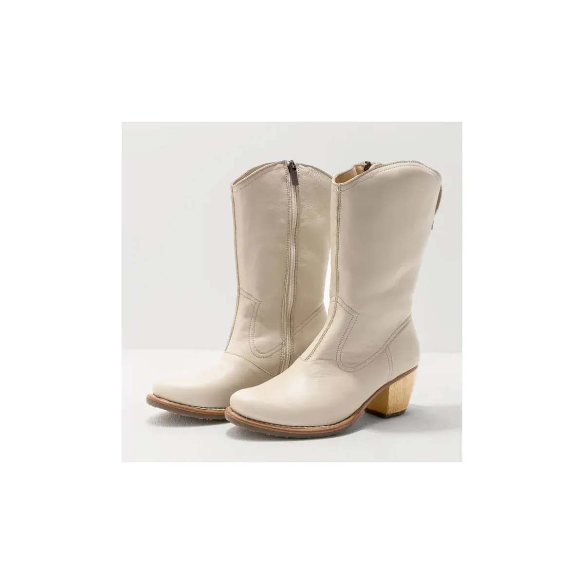 Santiags en cuir - Beige Clair