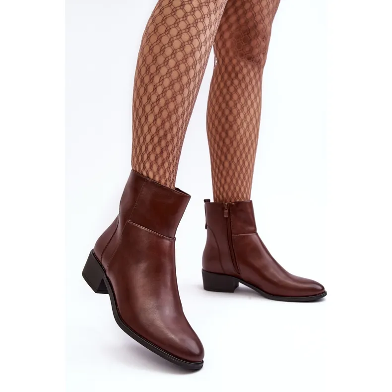 Sergio Leone Bottes zippées en cuir pour femmes Marron Semotti brun