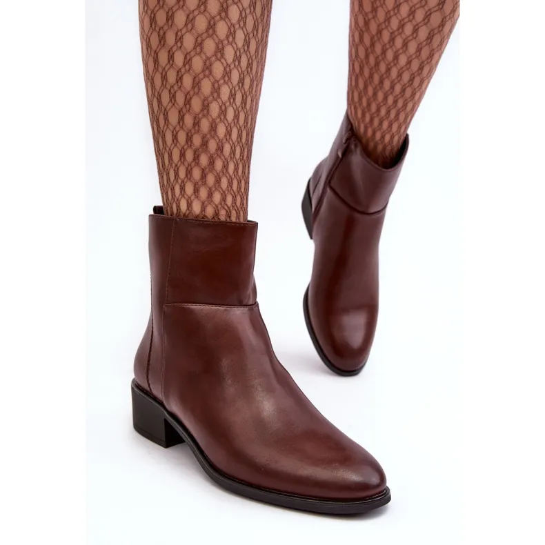 Sergio Leone Bottes zippées en cuir pour femmes Marron Semotti brun