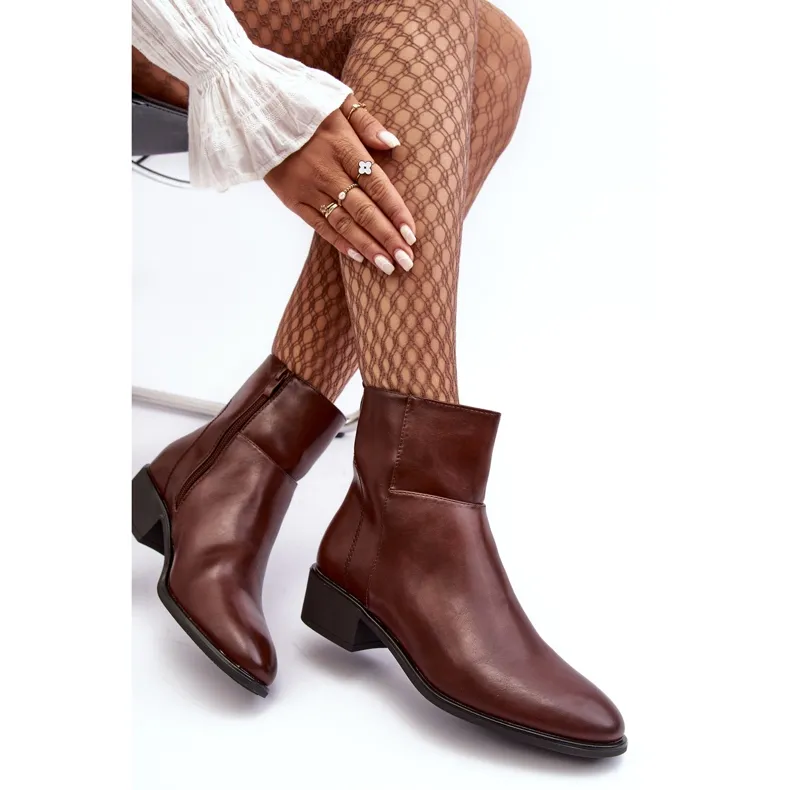 Sergio Leone Bottes zippées en cuir pour femmes Marron Semotti brun