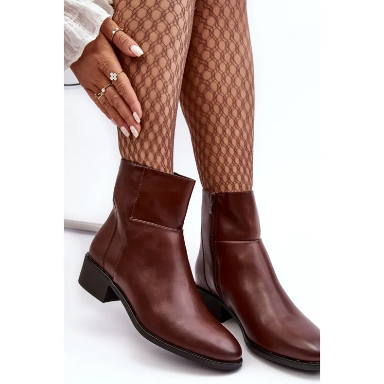 Sergio Leone Bottes zippées en cuir pour femmes Marron Semotti brun