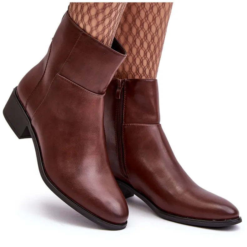 Sergio Leone Bottes zippées en cuir pour femmes Marron Semotti brun