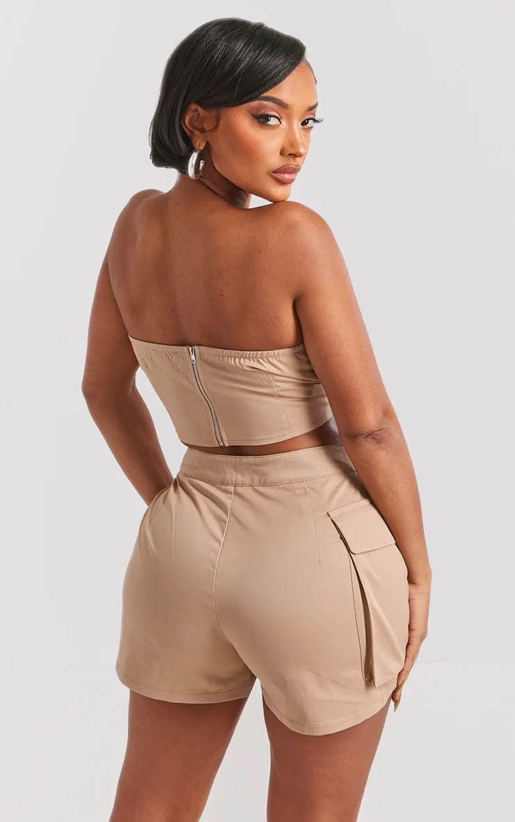 Shape Top bustier cargo en maille sergée taupe détail boucle