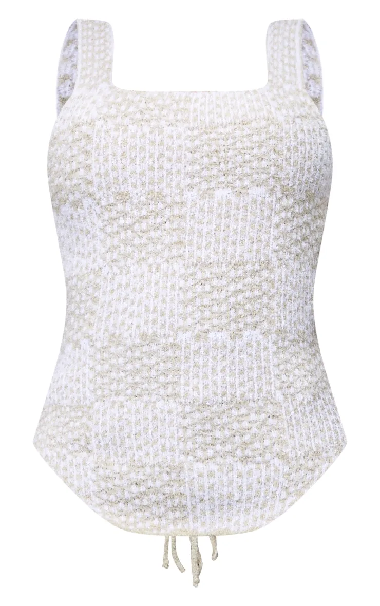 Shape Top en maille tricot avoine lacé devant