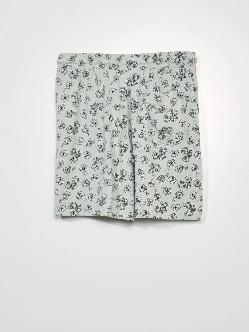 Short en jersey - Lot de 2 - Vert/gris