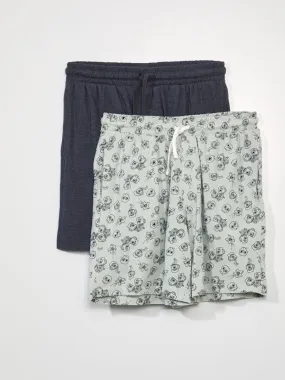 Short en jersey - Lot de 2 - Vert/gris