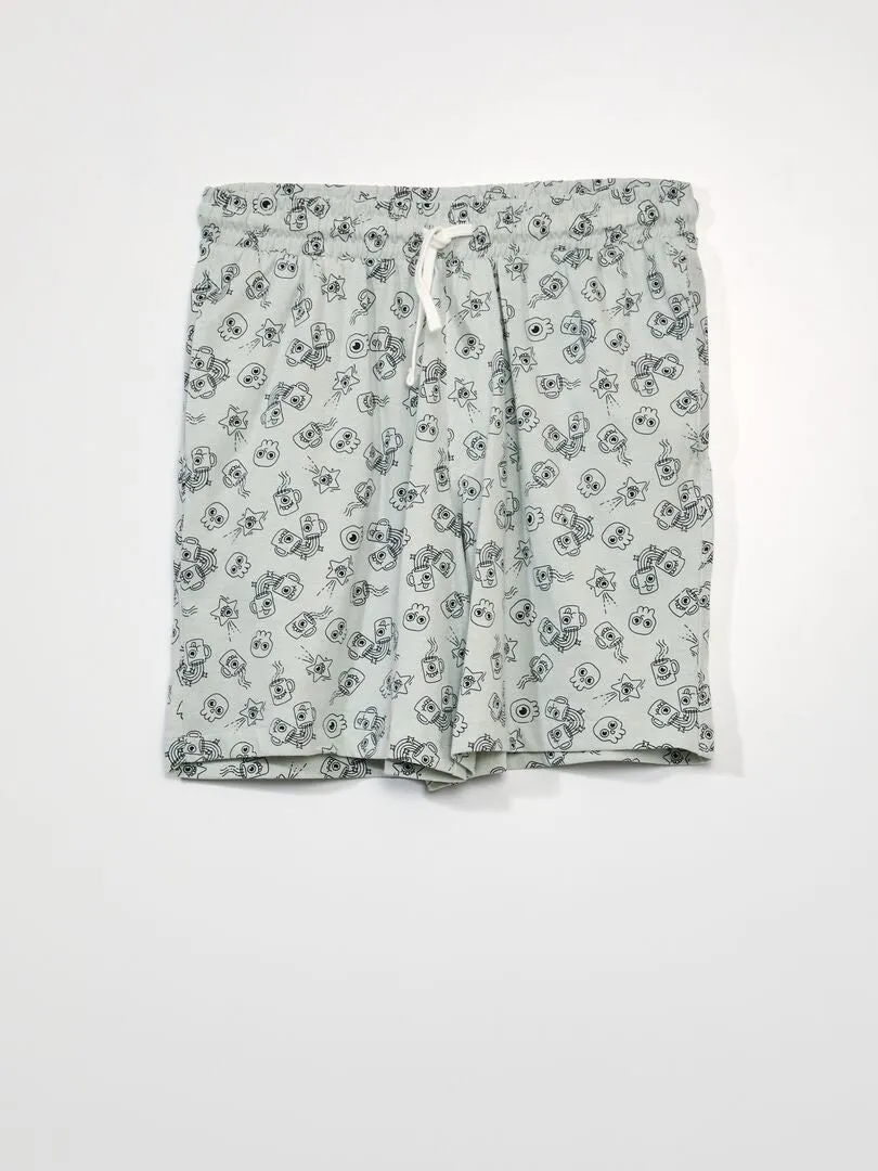 Short en jersey - Lot de 2 - Vert/gris