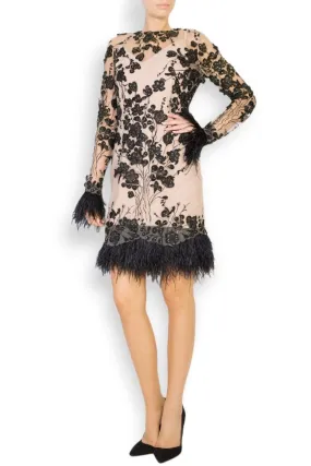 Style Up Robe brodée en tulle et crêpe ornée de plumes Louisa