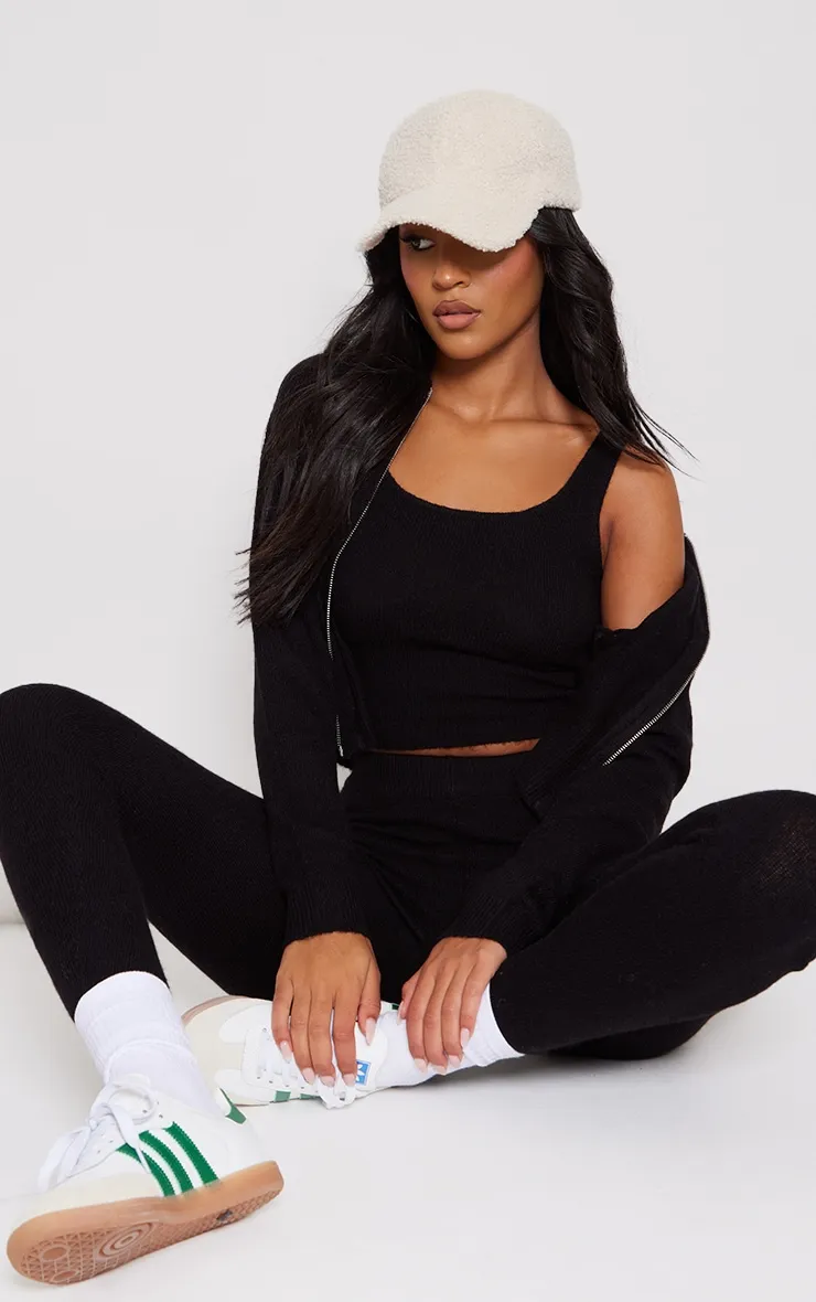 Tall Crop top noir en maille tricot chiné