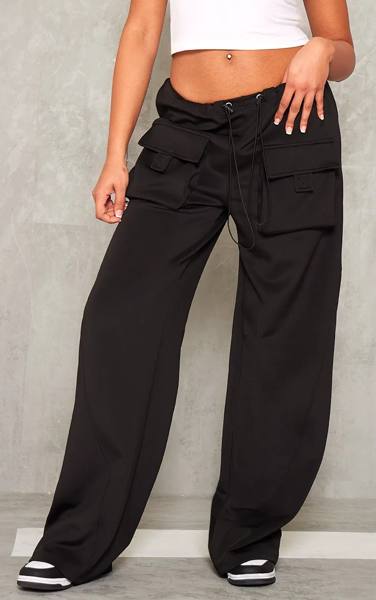 Tall Pantalon cargo en néoprène noir à détail poches