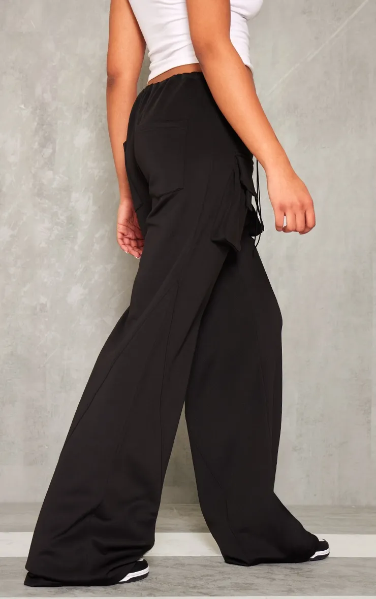 Tall Pantalon cargo en néoprène noir à détail poches