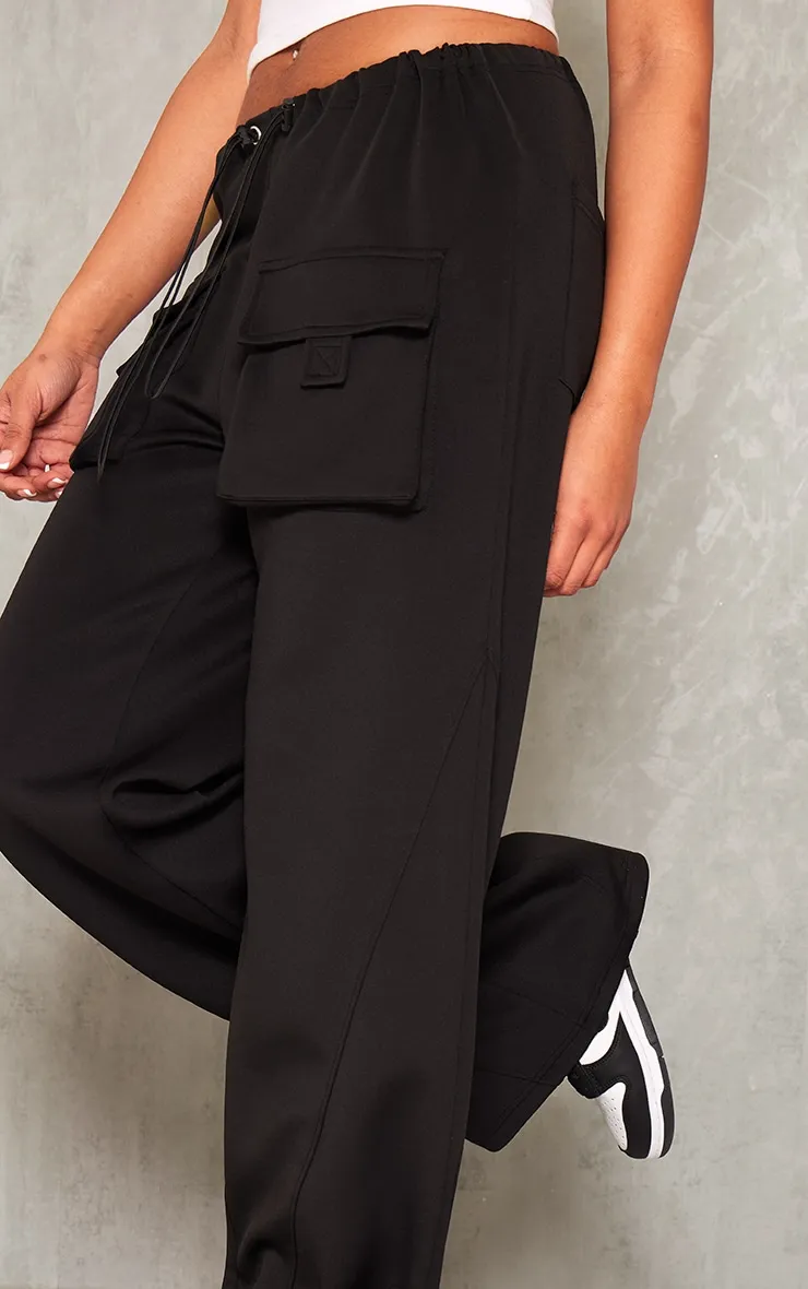 Tall Pantalon cargo en néoprène noir à détail poches