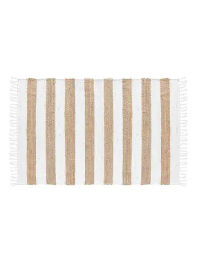 Tapis rectangle à franges Sagane - Beige