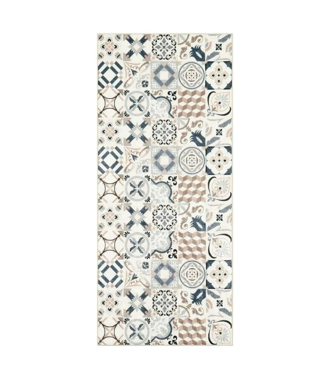 Tapis salon CARREAU DE CIMENT A en polyester doux et soyeux