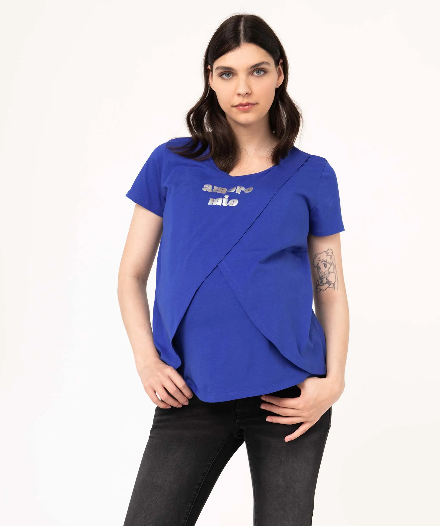 tee-shirt de grossesse et dallaitement a motifs bleu t-shirts manches courtes