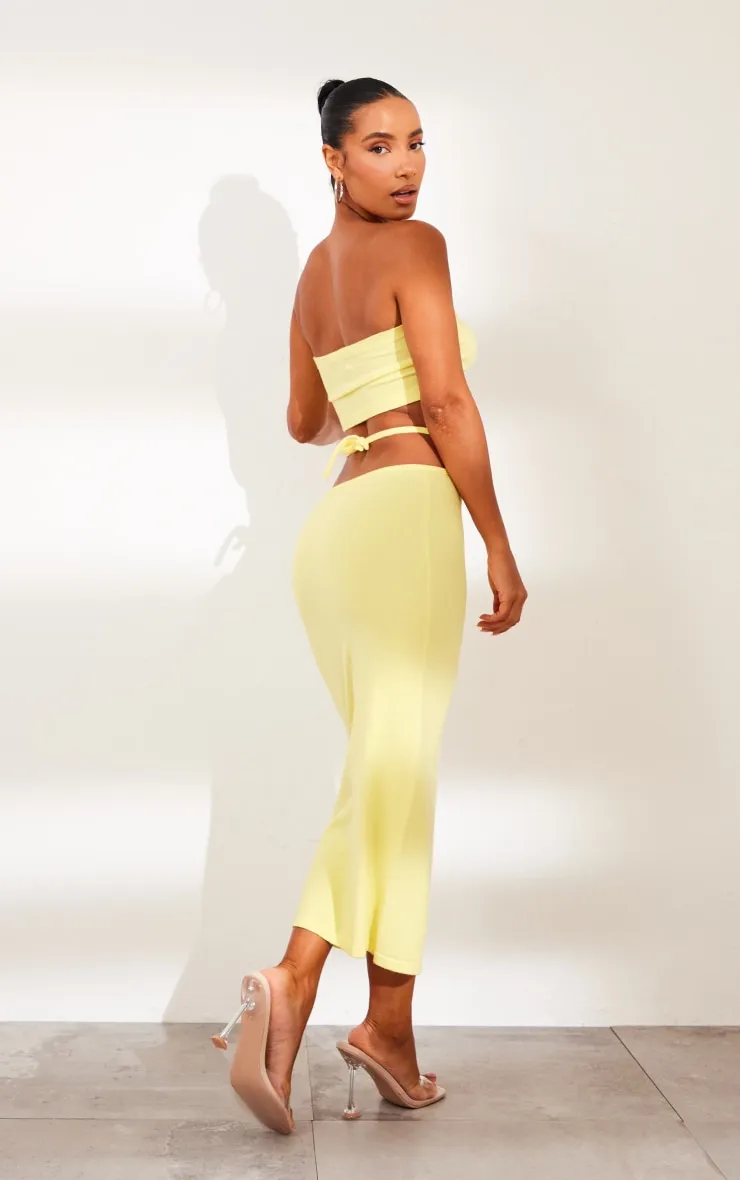 Top bandeau en maille tricot douce jaune citron