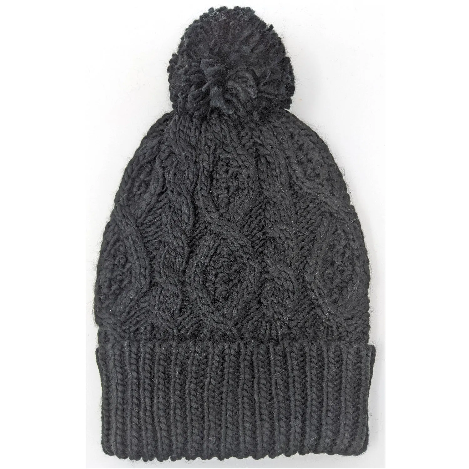 Tuque en tricot câble avec pompon