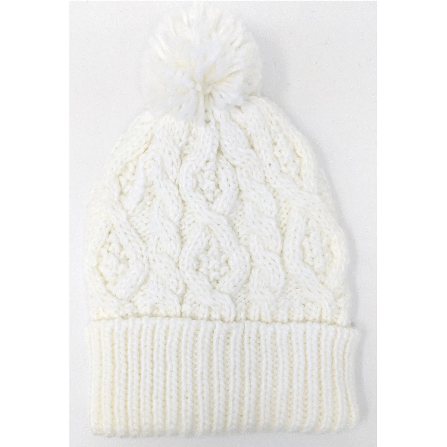 Tuque en tricot câble avec pompon