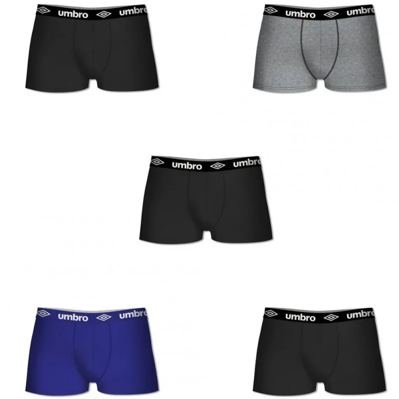 UMBRO Lot de 5 Boxers Homme Coton BCX5CLASS 1 Bleu Gris Noir