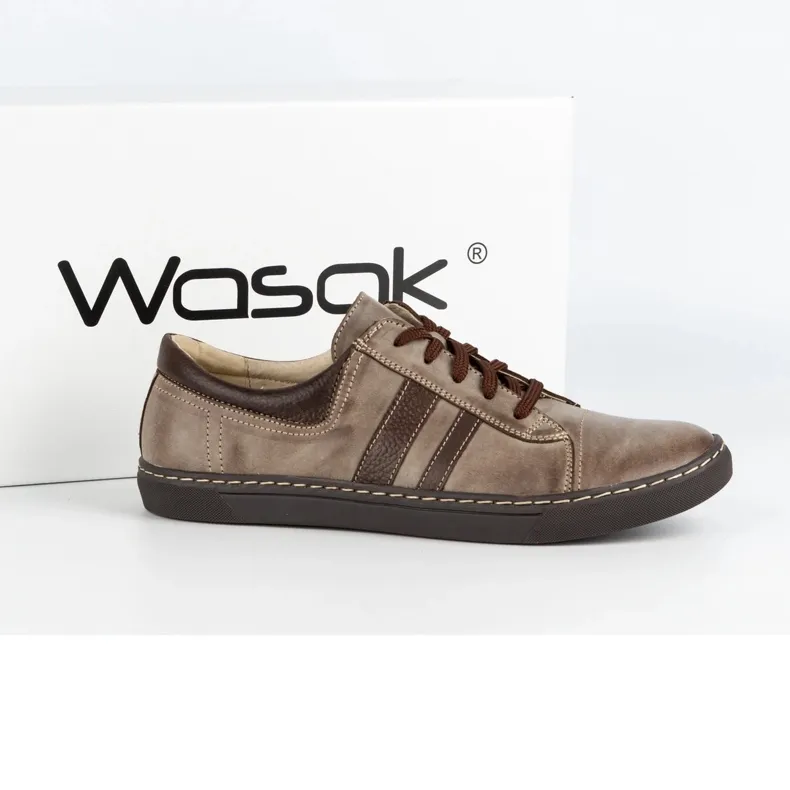 WASAK Chaussures décontractées en cuir pour hommes 0150W marron brun